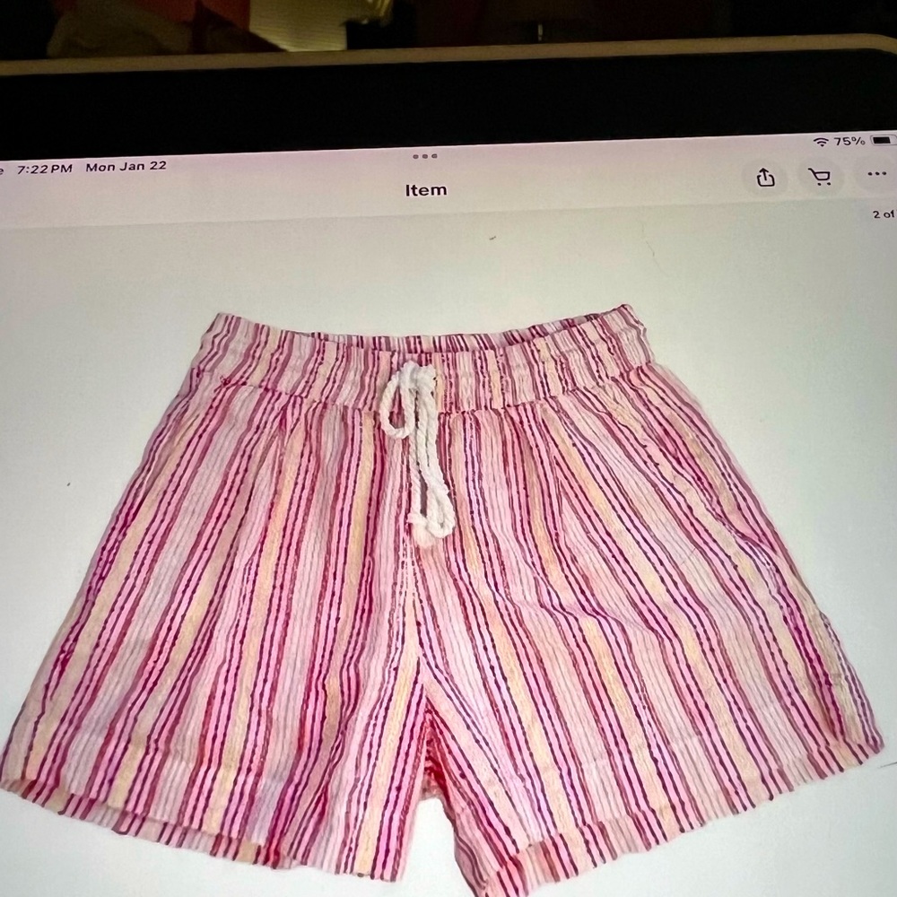 NWT Michael Stars Sienna stripe shorts magenta multi color textured size Large